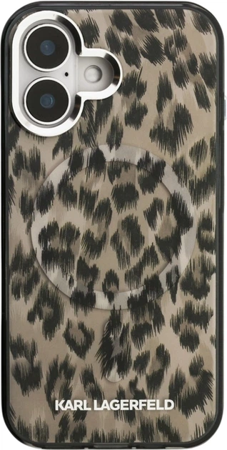 Etui plecki Karl Lagerfeld IML Leopard Pattern MagSafe do Apple iPhone 16 Brown (KLHMP16SHDLEOICW) - obraz 1