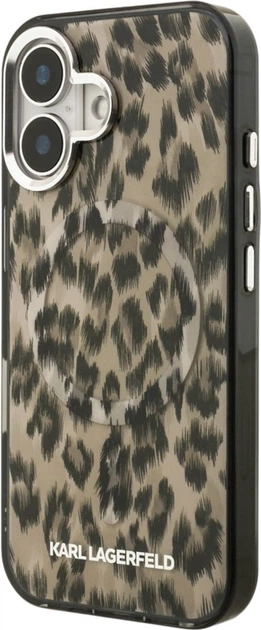 Etui plecki Karl Lagerfeld IML Leopard Pattern MagSafe do Apple iPhone 16 Brown (KLHMP16SHDLEOICW) - obraz 2