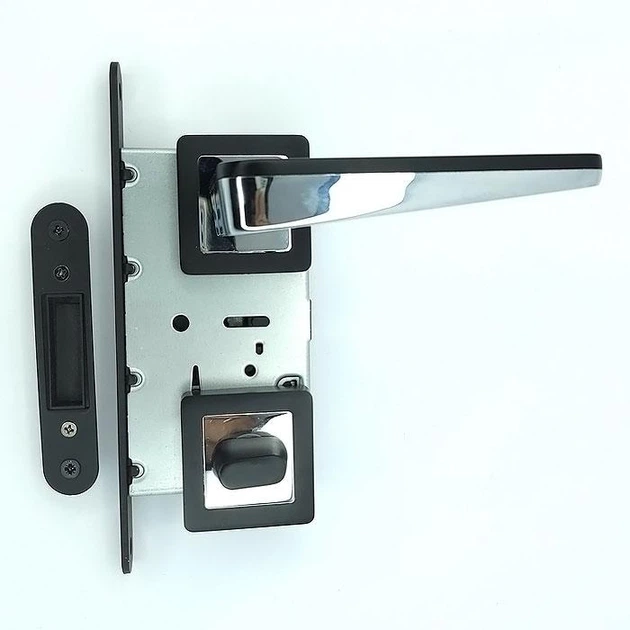 Комплект 7 Ручка на квадратной розетке TRION ЦАМ INGMA74 Black\CP MAGNET - Фото 2 Комплект 7 Ручка на квадратной розетке TRION ЦАМ INGMA74 Black\CP MAGNET - изображение 2