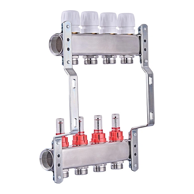 Коллекторный блок с расходомерами Nolf NF.2100-04S 1"x4 (корпус нержавеющая сталь) (NF3018) - изображение 2