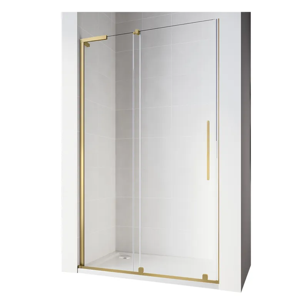 Двері у нішу Walk-In розсувні Koer SR SD07-120×200-L-TR-12 прозоре скло Easy Clean 8мм Матове золото (KR5687) - Фото 1 Двері у нішу Walk-In розсувні Koer SR SD07-120×200-L-TR-12 прозоре скло Easy Clean 8мм Матове золото (KR5687) - зображення 1