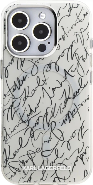 Панель Karl Lagerfeld IML Karl Script Pattern MagSafe для Apple iPhone 16 Pro Max White (KLHMP16XHMSPUSH) - зображення 1