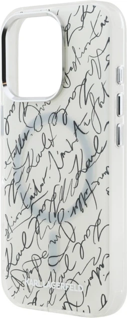 Панель Karl Lagerfeld IML Karl Script Pattern MagSafe для Apple iPhone 16 Pro Max White (KLHMP16XHMSPUSH) - зображення 5