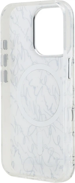 Панель Karl Lagerfeld IML Karl Script Pattern MagSafe для Apple iPhone 16 Pro Max White (KLHMP16XHMSPUSH) - зображення 6
