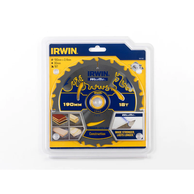 Диск Irwin по дереву Weldtec для ручних циркулярних пилок 190x30 мм. 18T (1897382) - изображение 2