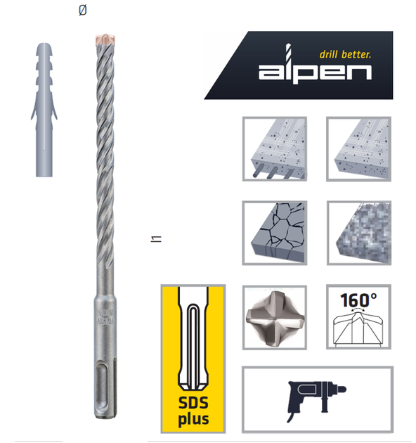 Бур Alpen SDS plus FORCE X 5,5x160 мм. (0081500550100) - Фото 7 Бур Alpen SDS plus FORCE X 5,5x160 мм. (0081500550100) - изображение 7
