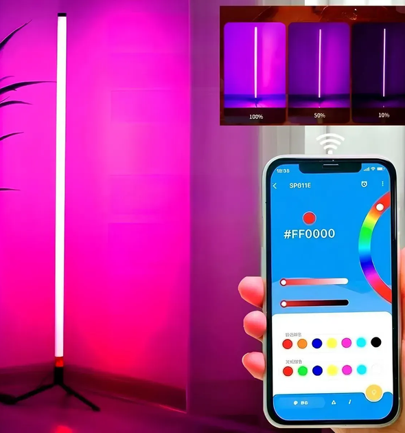 Лампа підлогова RGB з керуванням голосом 103см + Пульт, від USB, 5v-2026 / Світильник (L) - зображення 2