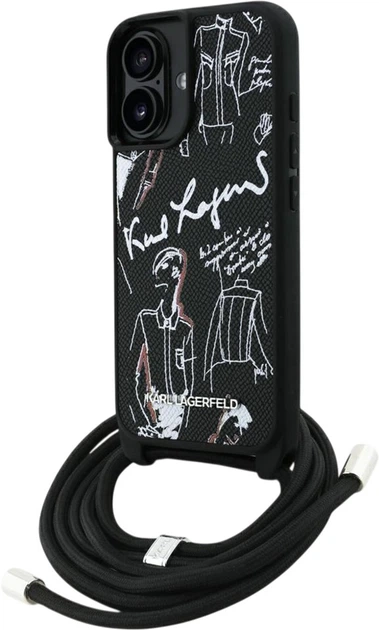 Панель Karl Lagerfeld Crossbody Grained Pattern & Logo для Apple iPhone 16 Black (KLHCP16SPGGRMPCK) - зображення 2