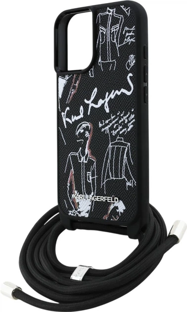 Панель Karl Lagerfeld Crossbody Grained Pattern & Logo для Apple iPhone 16 Black (KLHCP16SPGGRMPCK) - зображення 5