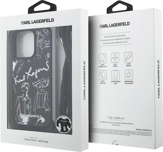 Etui plecki Karl Lagerfeld Crossbody Grained Pattern & Logo do Apple iPhone 16 Pro Black (KLHCP16LPGGRMPCK) - obraz 7