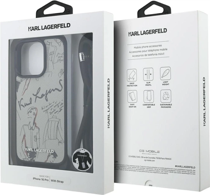 Панель Karl Lagerfeld Crossbody Grained Pattern & Logo для Apple iPhone 16 Pro Max Grey (KLHCP16XPGGRMPCG) - зображення 7
