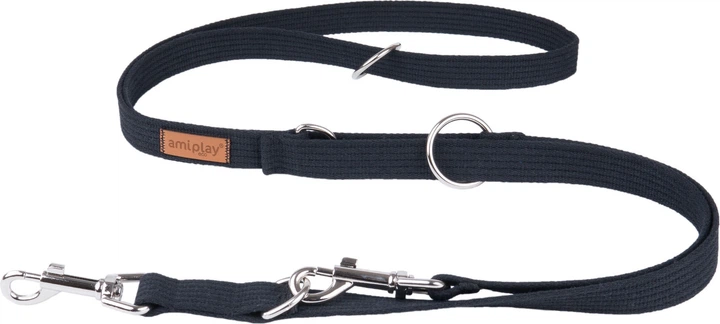 Регульований повідець Amiplay Cotton 6 в 1 L 100 - 200 см Чорний (5907563221505) - зображення 1