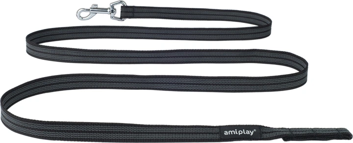 Тренувальний повідець Amiplay Rubber без ручки S - M 200 x 1,6 см Чорний (5907563221628) - зображення 1