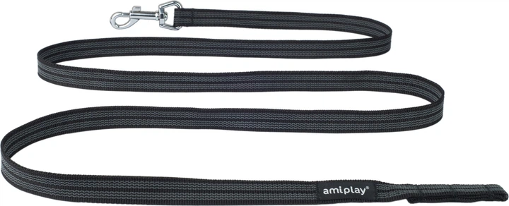 Тренувальний повідець Amiplay Rubber без ручки L - XL 200 x 2 см Чорний (5907563221659) - зображення 1