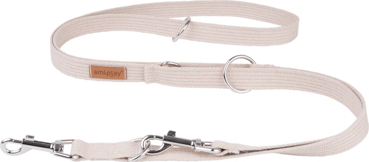 Smycz regulowana Amiplay Cotton 6 w 1 S 100 - 200 cm Beżowa (5907563222885) - obraz 1