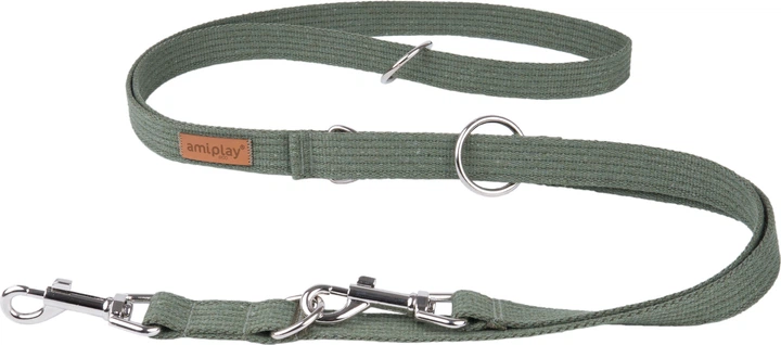 Регульований повідець Amiplay Cotton 6 в 1 S 100 - 200 см Хакі (5907563222915) - зображення 1