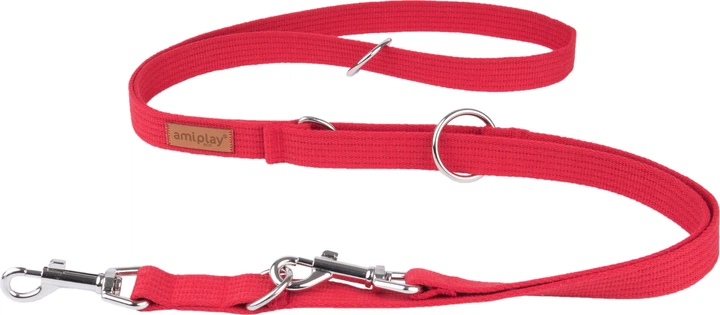 Smycz regulowana Amiplay Cotton 6 w 1 L 100 - 200 cm Czerwona (5907563222991) - obraz 1