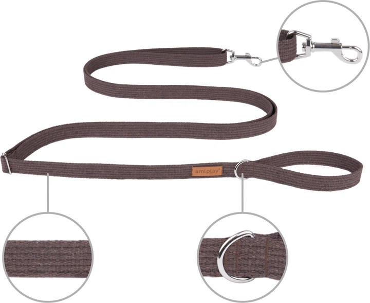 Регульований повідець Amiplay Cotton Easy Fix S 160 - 300 см Коричневий (5907563227439) - зображення 2