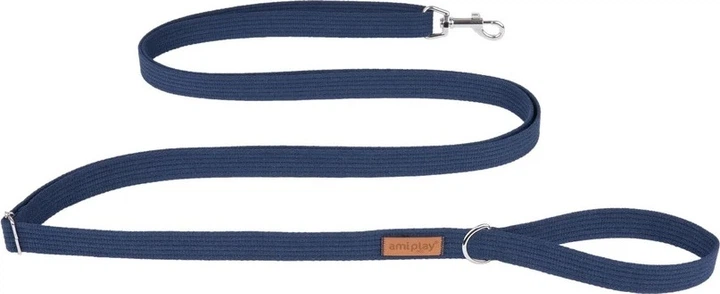 Регульований повідець Amiplay Cotton Easy Fix M 160 - 300 см Темно-синій (5907563227477) - зображення 1