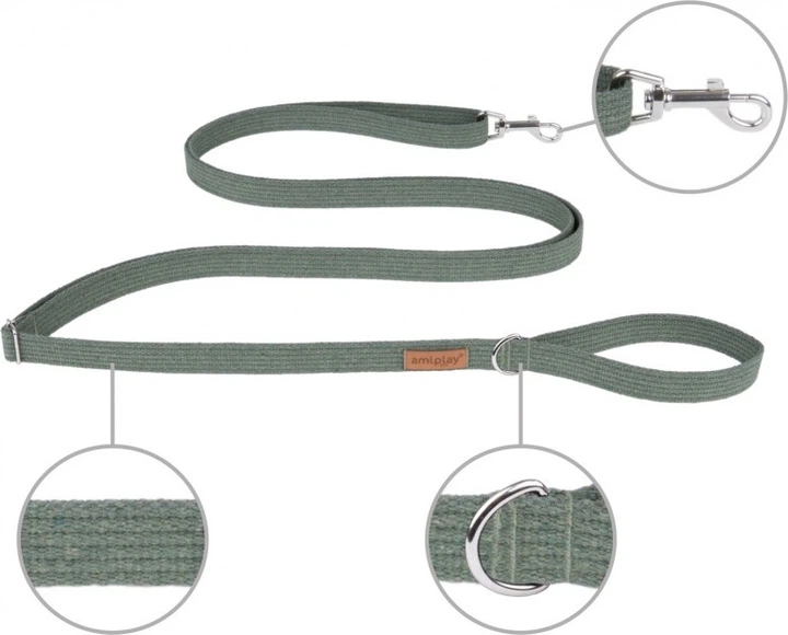 Регульований повідець Amiplay Cotton Easy Fix S 160 - 300 см Хакі (5907563227422) - зображення 2