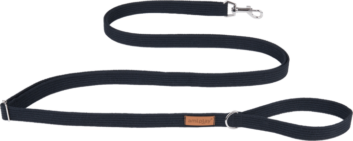 Регульований повідець Amiplay Cotton Easy Fix L 160 - 300 см Чорний (5907563227507) - зображення 1