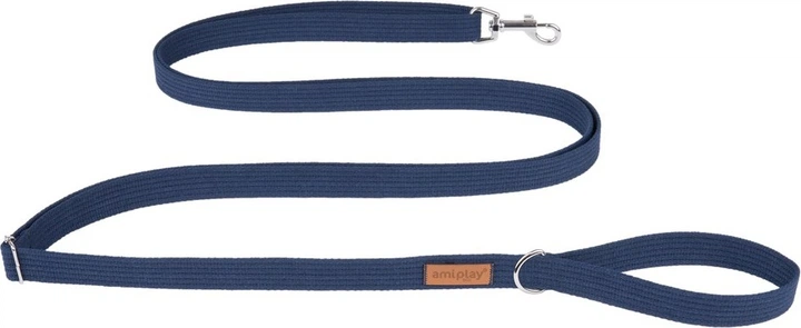 Регульований повідець Amiplay Cotton Easy Fix L 160 - 300 см Темно-синій (5907563227538) - зображення 1