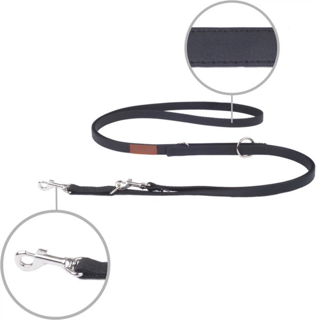 Smycz regulowana Amiplay New York 6 w 1 S 100 - 200 cm Czarna (5907563253339) - obraz 2