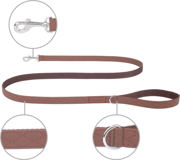 Smycz Amiplay New York XL 140 cm Brązowa (5907563253643) - obraz 2