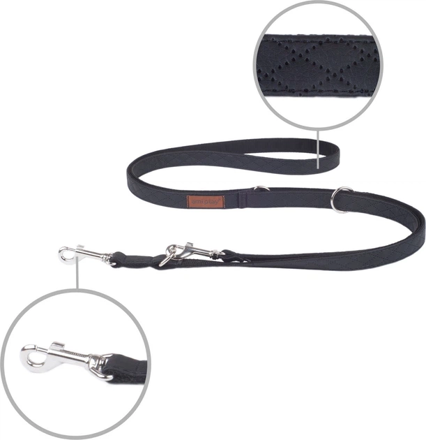 Smycz regulowana Amiplay New York 6 w 1 L 100 - 200 cm Czarna (5907563253650) - obraz 2
