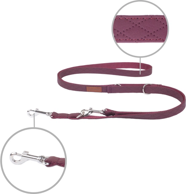 Smycz regulowana Amiplay New York 6 w 1 L 100 - 200 cm Bordowa (5907563253674) - obraz 2