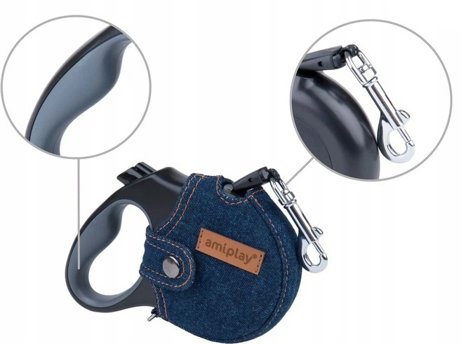 Smycz automatyczna Amiplay Infini z obudową Denim M 5 m Granatowa (5907563271517) - obraz 4