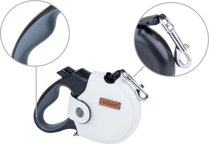 Smycz automatyczna Amiplay Infini z obudową New York S 3 m Biała (5907563271791) - obraz 3