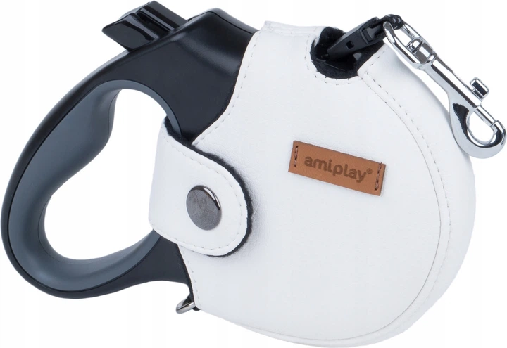 Smycz automatyczna Amiplay Infini z obudową New York M 5 m Biała (5907563271838) - obraz 1