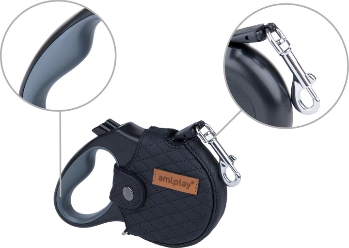 Smycz automatyczna Amiplay Infini z obudową New York L 5 m Czarna (5907563271883) - obraz 3