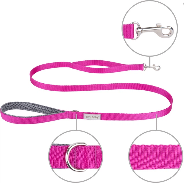 Повідець Amiplay Samba XL 150 см рожевий (5907563277748) - зображення 2