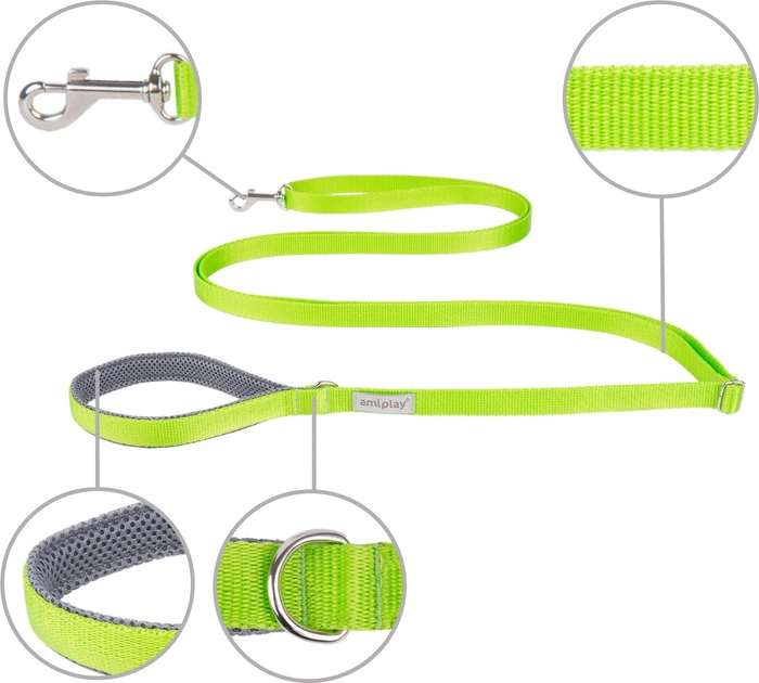 Регульований повідець Amiplay Samba Easy Fix L 160 - 300 см Зелений (5907563277915) - зображення 2