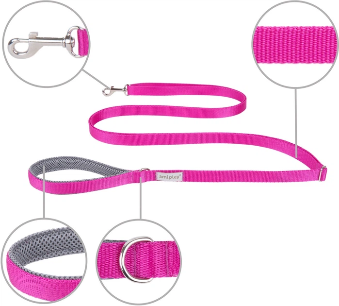 Регульований повідець Amiplay Samba Easy Fix XL 160 - 300 см Рожевий (5907563277984) - зображення 2