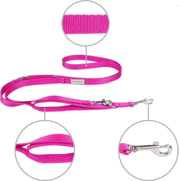 Smycz regulowana Amiplay Samba 7 w 1 XL 100 - 200 cm Różowa (5907563278226) - obraz 2