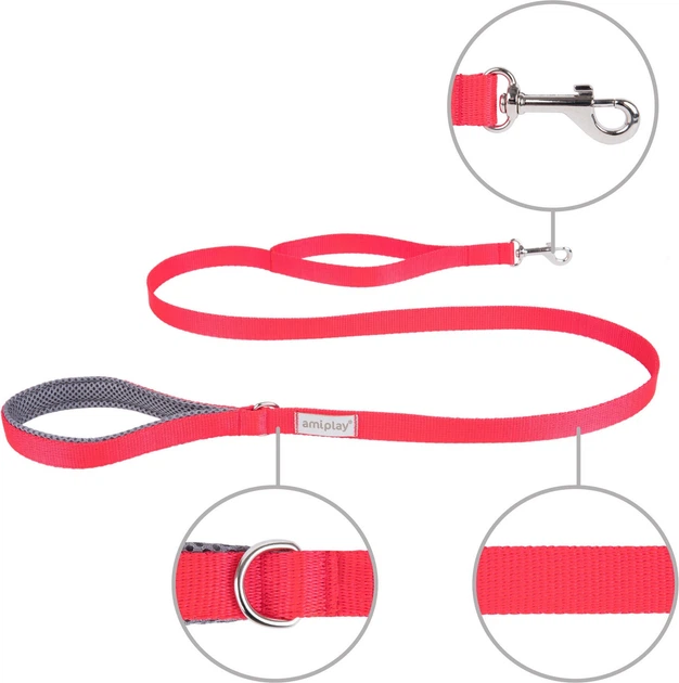 Smycz Amiplay Samba XL 150 cm Czerwona (5907563279933) - obraz 2