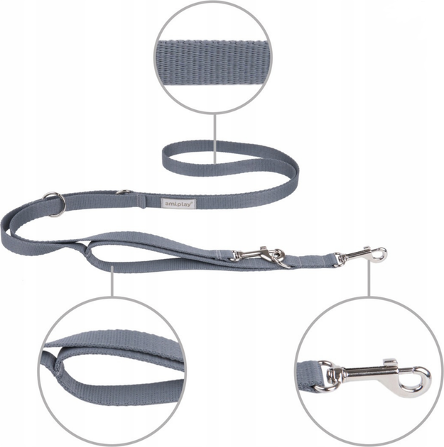 Регульований повідець Amiplay Samba 8 в 1 S 200 - 400 см Сірий (5907563301320) - зображення 2