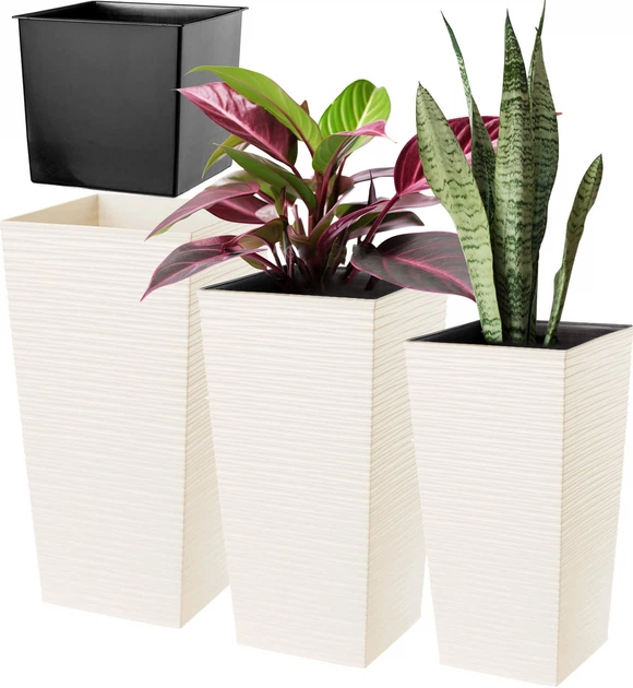 Квіткові горщики з вставкою Kadax Tuluza 30 см + 35 см + 40 см Кремові (K8074) - зображення 2