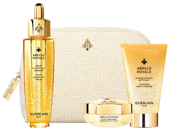 Набір Guerlain Abeille Royale сироватка для обличчя 50 мл + Honey Treatment крем для обличчя 15 мл + мус для обличчя 40 мл + косметичка (3346470620421) - зображення 1