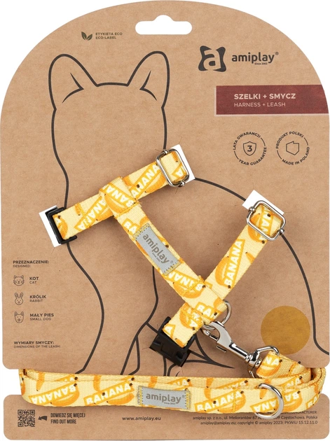 Szelka ze smyczą dla kotów Amiplay BeHappy M Banana (5907563305014) - obraz 1