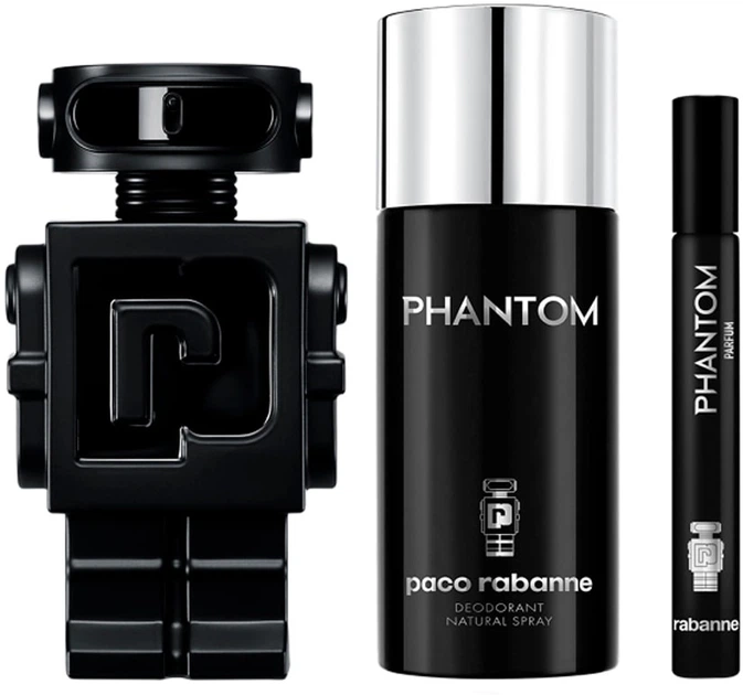 Набір для чоловіків Paco Rabanne Phantom Папфуми 100 мл + Дезодорант 150 мл + Мініатюра Парфуми 10 мл (3349668635474) - зображення 2
