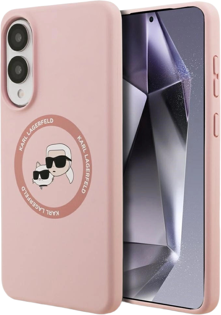 Панель Karl Lagerfeld Silicone Double Heads And Circle MagSafe для Samsung Galaxy S25 Edge Pink (KLHMS25ESKCHTCP) - зображення 1
