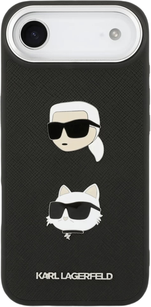 Панель Karl Lagerfeld FW Grained Karl&Choupette Heads Pins&Logo для Apple iPhone 17 Air Black (KLHCP17MPSFDHPOK) - зображення 3