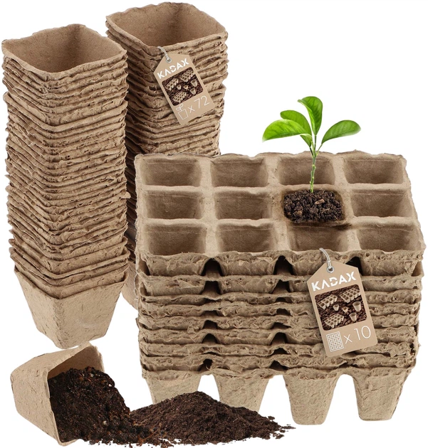 Doniczki torfowe na rozsady Kadax Turgon 10 paletek 16 x 12 cm + 72 doniczki 6 cm (K8104) - obraz 1
