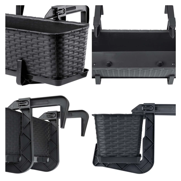 Балконний горщик з ручками Kadax Castro K8208 4 шт. Антрацитовий - зображення 5