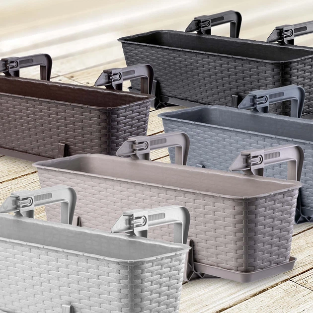 Балконний горщик з ручками Kadax Castro K8208 4 шт. Антрацитовий - зображення 8