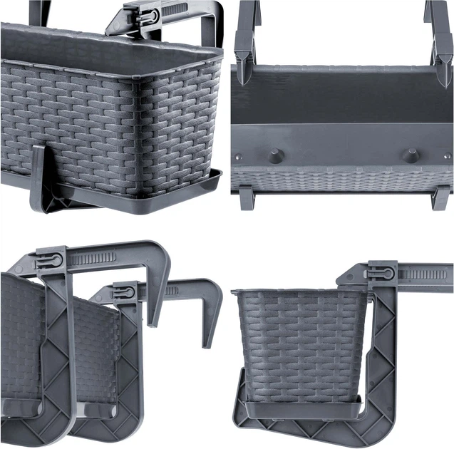 Балконний горщик з ручками Kadax Castro K8212 4 шт. Графітовий - зображення 5